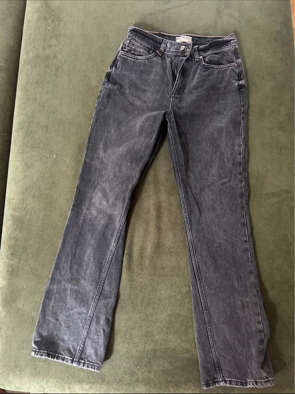 Free People Washed Black Straight Leg Jeans